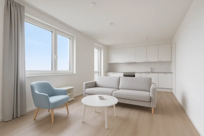 Bright, modern apartment living room