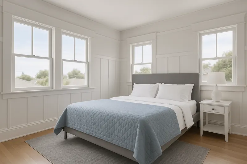 Bright bedroom in a craftsman-style Southern California home